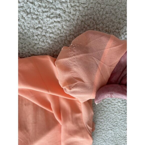 Naked Zebra V-Neck Short Tulip Sleeve Chiffon Shift Dress Peach Size M - Picture 10 of 11